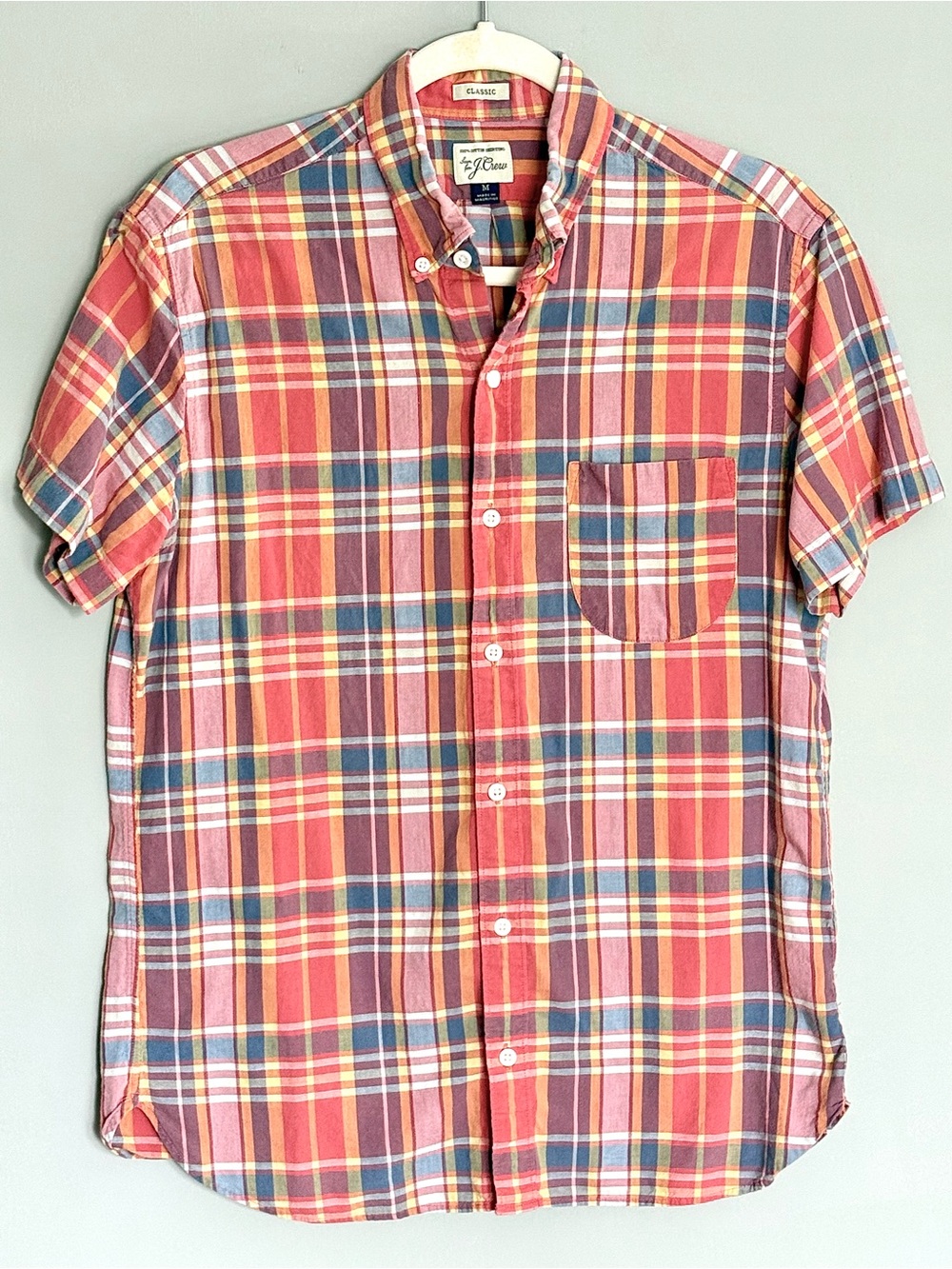 J. Crew Red and Blue Plaid Short-Sleeve Button-Down Shirt